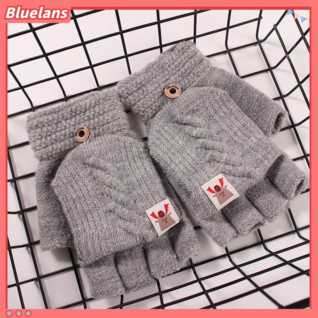 1 Đôi Găng Tay Hở Ngón Bằng Vải Dệt Kim Ấm Áp Sử Dụng Hàng Ngày