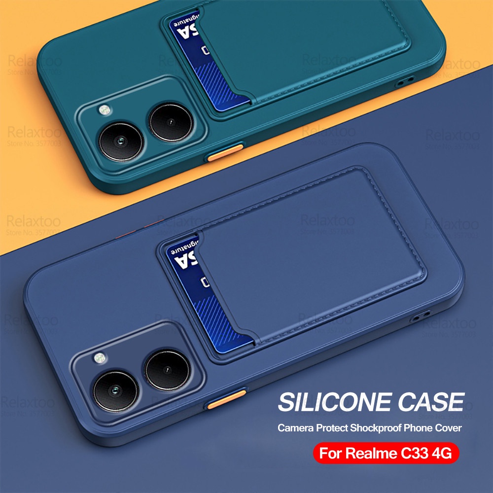 Ốp Điện Thoại Silicone Mềm Mỏng Có Ngăn Đựng Thẻ Cho Realme C33 RealmeC33 4G Realme C 33 33C RMX3624