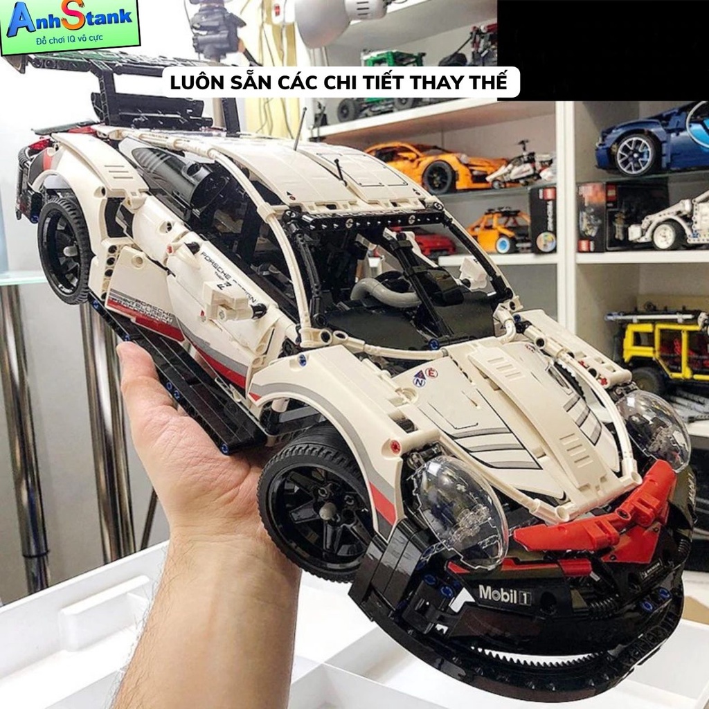 Mô hình lắp ráp siêu xe technic PORSCHE 911 RSR tỉ lệ 1:10 1580 PCS cung cấp bảo hành bởi Anhstank