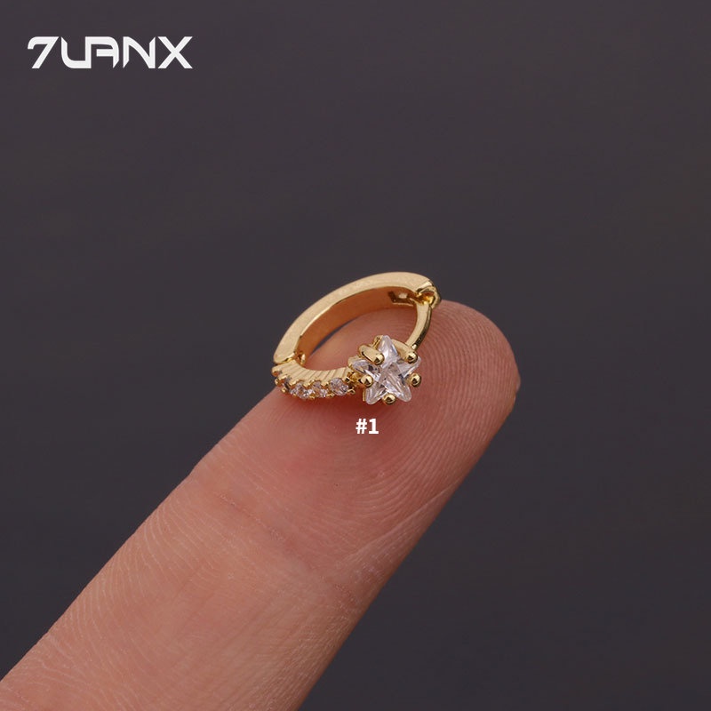 Đôi hoa tai 7UANX tròn mini 8mm thời trang cho nữ