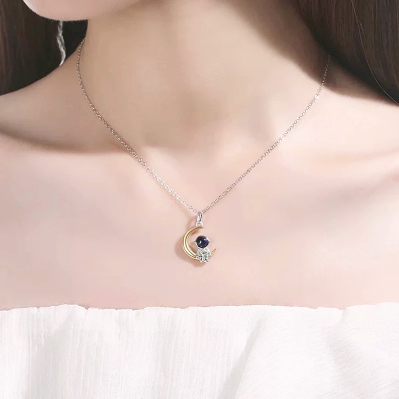 Vòng cổ Hợp Kim Mặt Hình Phi Hành Gia / Mặt Trăng Ngôi Sao 3D Đơn Giản Thời Trang Hip hop Cho Cặp Đôi