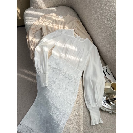 ĐẦM PHỐI REN TAY DÀI - QA02790