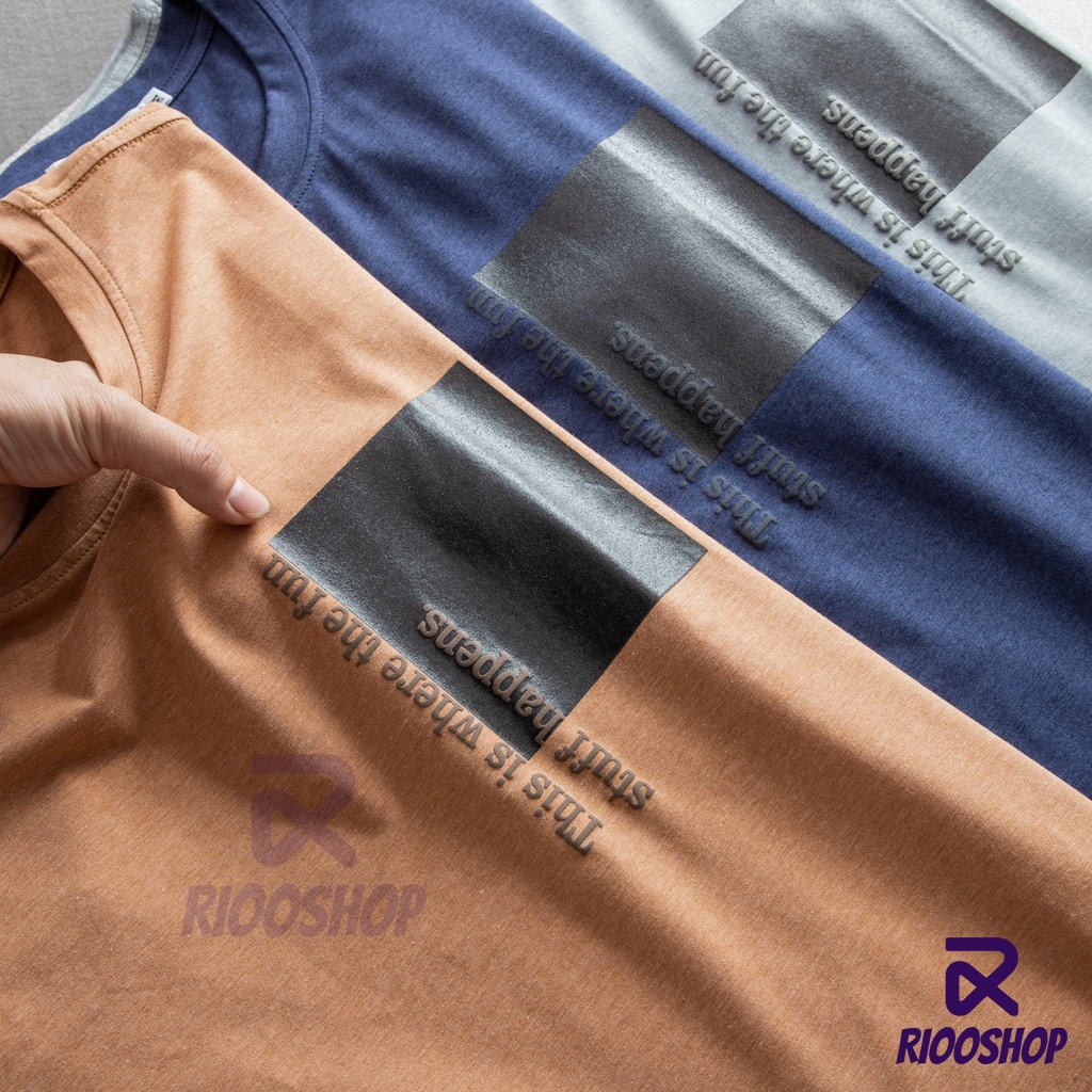 Áo thun nam cổ tròn cotton vnxk, áo phông nam ngắn tay cotton 100 màu xanh đen, xám xanh, nâu đẹp RIOOSHOP RTX096