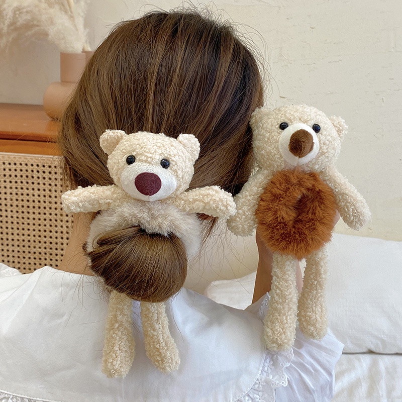 Dây Cột Tóc Lông Nhung Co Giãn Hình Thú Hoạt Hình Dễ Thương Phong Cách Hàn Quốc Cho Nữ