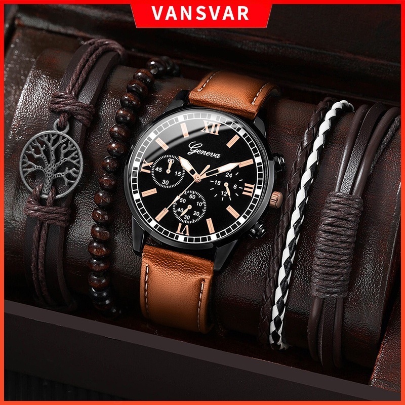 Đồng Hồ Quartz Geneva Dây Da Cổ Điển