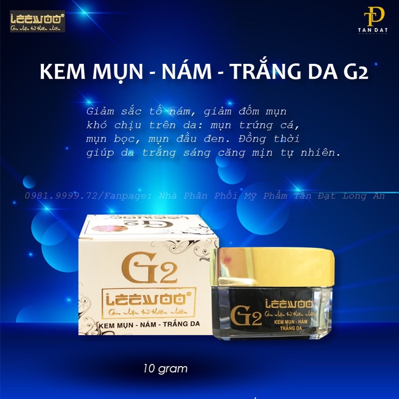 Kem giảm mụn nám trắng da Leewoo G2 10gram Titione - Mia Beauty