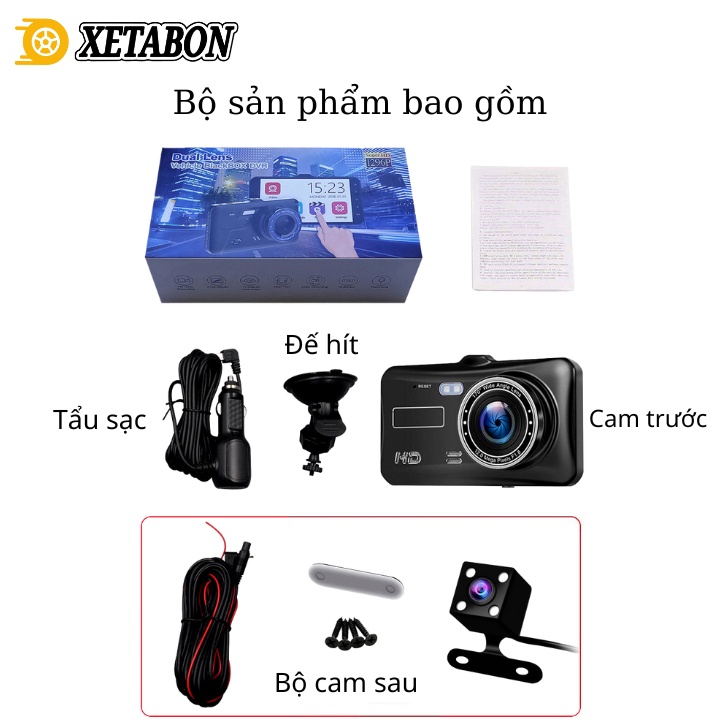 Camera hành trình ô tô X4 XETABON Full HD , màn hình cảm ứng, quay đêm rõ nét, Bảo Hành 12 Tháng 1 đổi 1