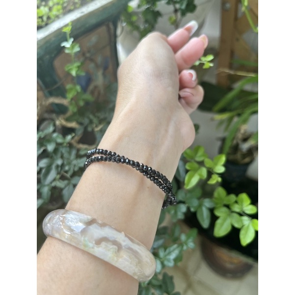 Vòng tay đôi spinel đen size 3.5li