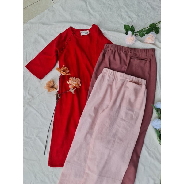 Quần ÁO dài linen bột lưng thun có túi ống rộng dài 90-95cm