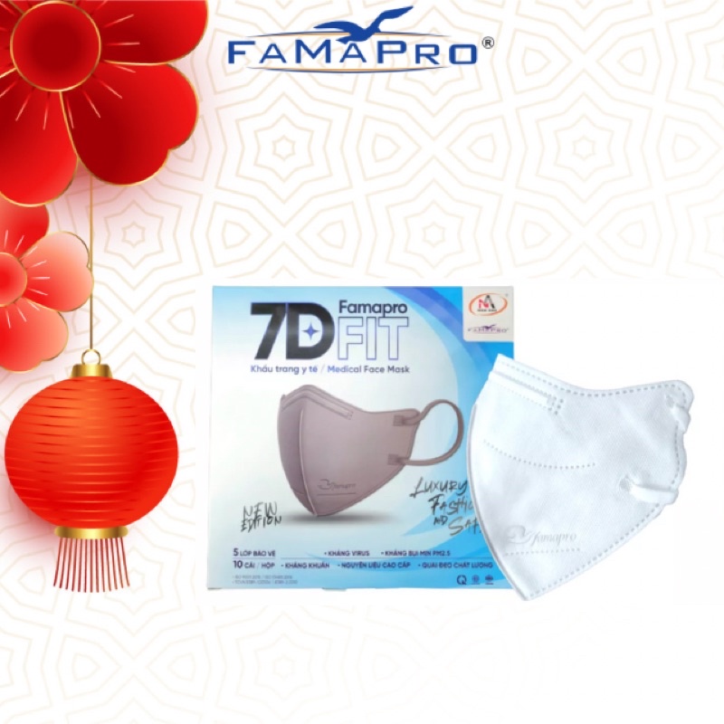 Famapro 7D FIT Khẩu trang y tế cao cấp kháng khuẩn 5 lớp 