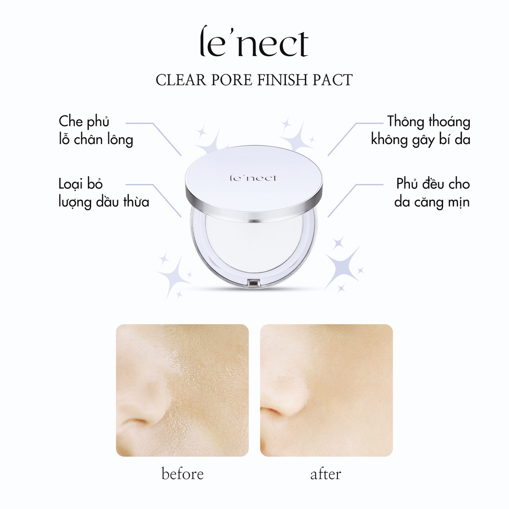 Phấn phủ Cao cấp Che phủ lỗ chân lông, Kiềm dầu Be'Balance Le'nect Clear Pore Finish Pact (7gr)