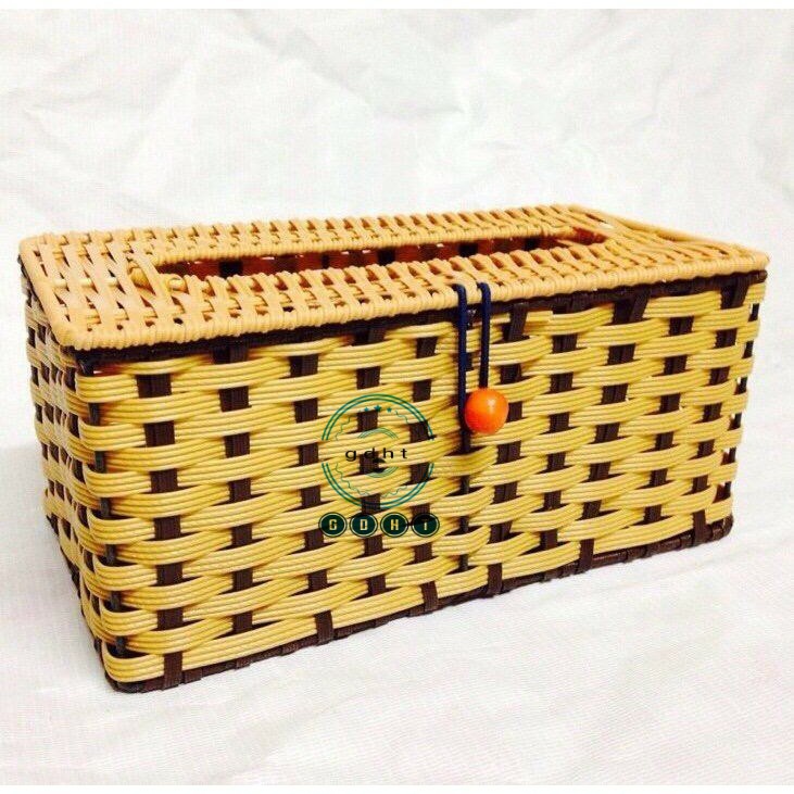 Hộp mây đựng giấy ăn hình chữ nhật