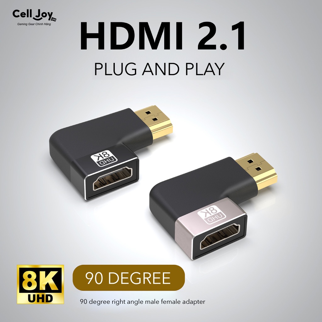 Cổng chuyển Type-C đầu nối HDMI male sang female vuông góc 90 độ 8K