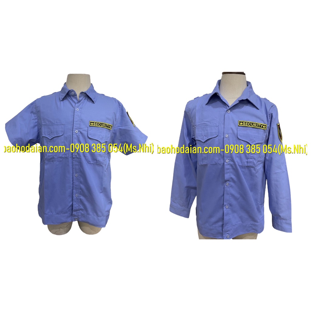 Áo bảo vệ nẹp bo gấu kèm logo vai và ngực- Hình thật