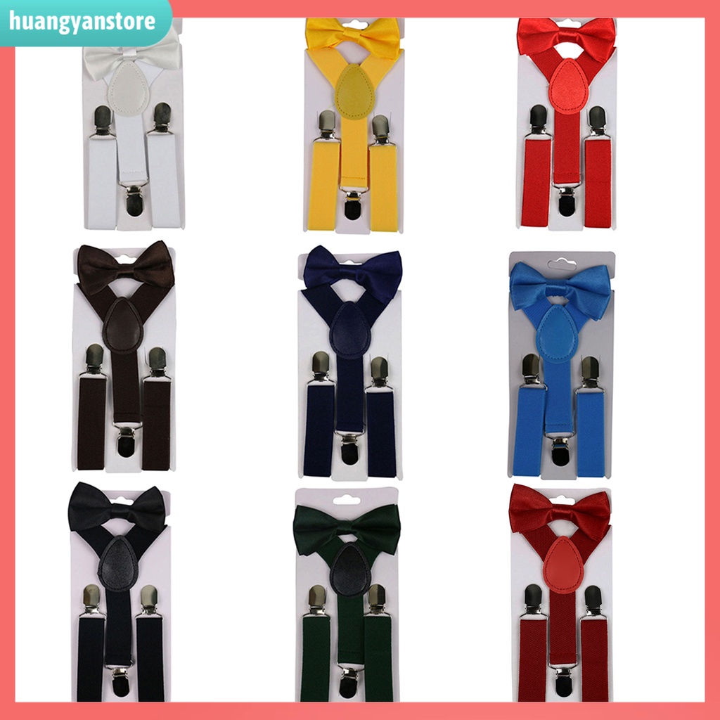 HY/ Bộ 2 Dây Treo Quần Thiết Kế Chữ Y Màu Trơn Cho Bé