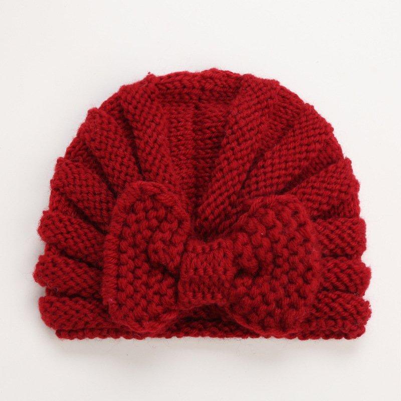 PVN56535 Mũ Len Trùm Đầu Đính Nơ Phong Cách Hồi Giáo Thời Trang Cho Bé