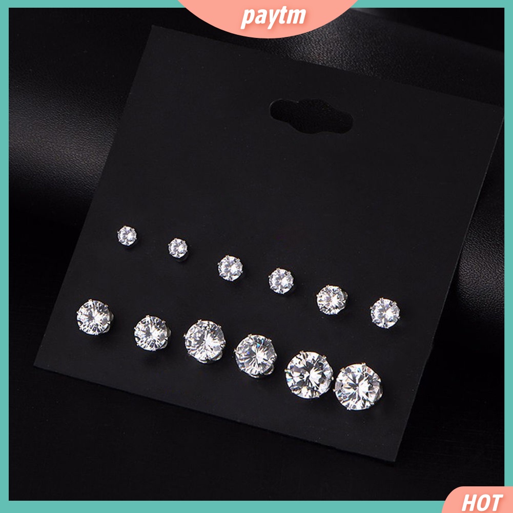 (PTM) Set 6 Đôi Khuyên Tai Đính Đá Phong Cách Cổ Điển Thanh Lịch Dành Cho Nữ