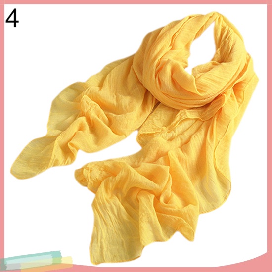 Khăn quàng cổ dài chất liệu vải cotton linen màu trơn thời trang dành cho nữ