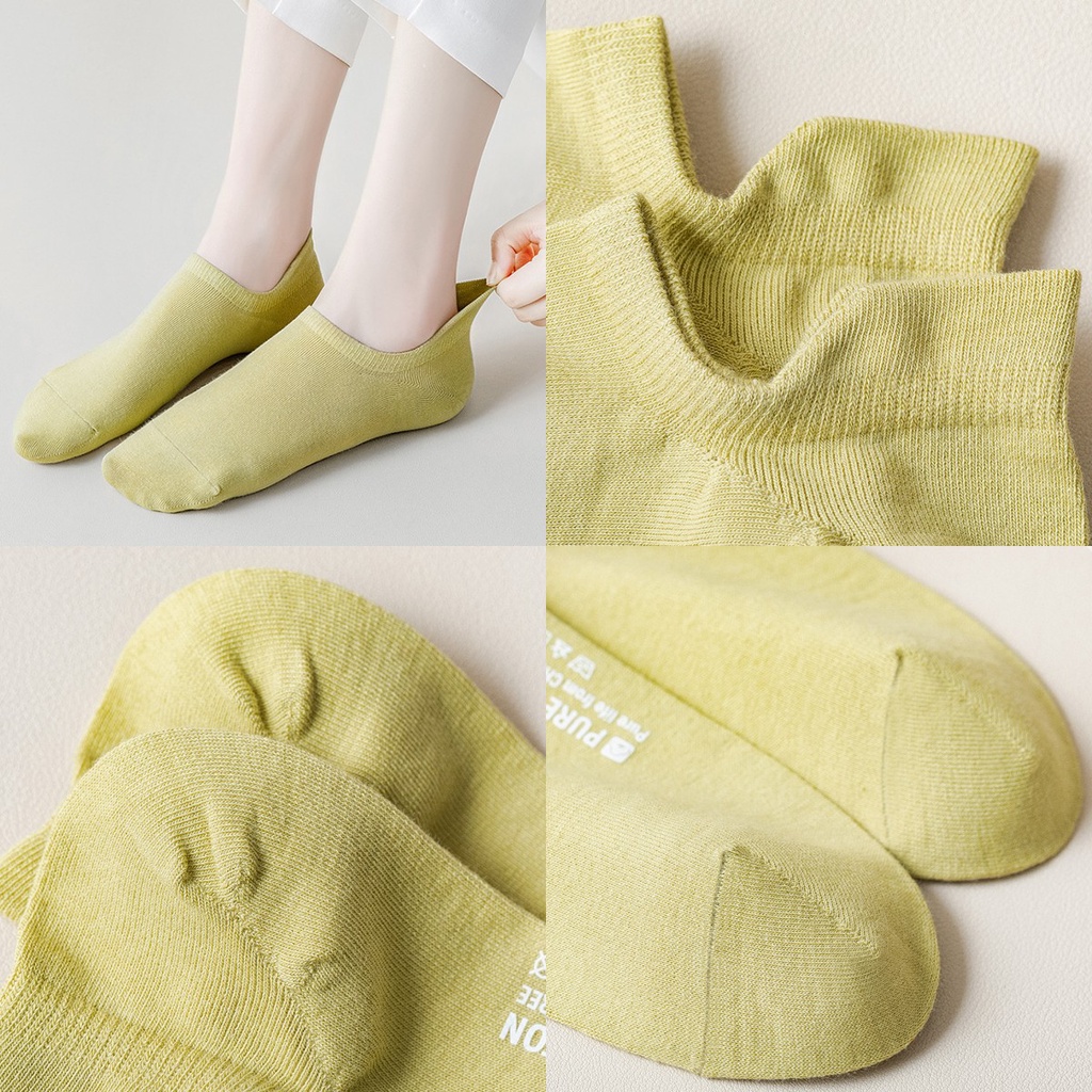 Vớ Cotton Cổ Thấp Màu Sắc Ngọt Ngào Thời Trang Xuân Hè Thoáng Khí Cho Nữ