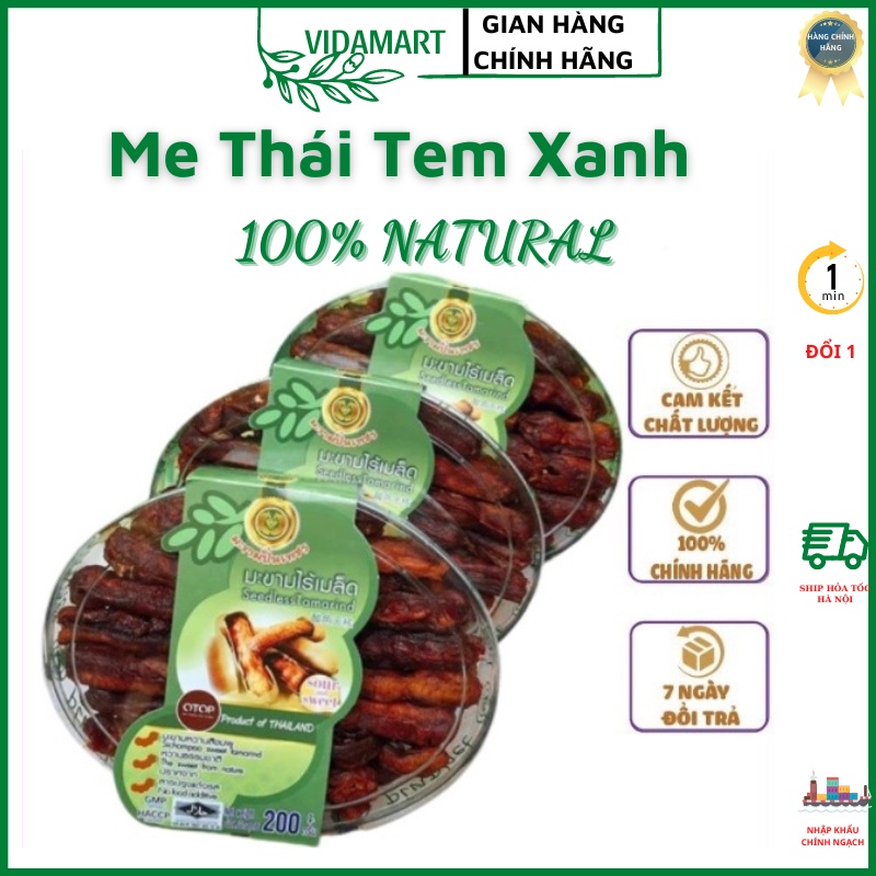 Me Tách Hạt Thái Lan Seedless Tamarind 200g Hộp Tròn Tem Xanh Hàng Thái