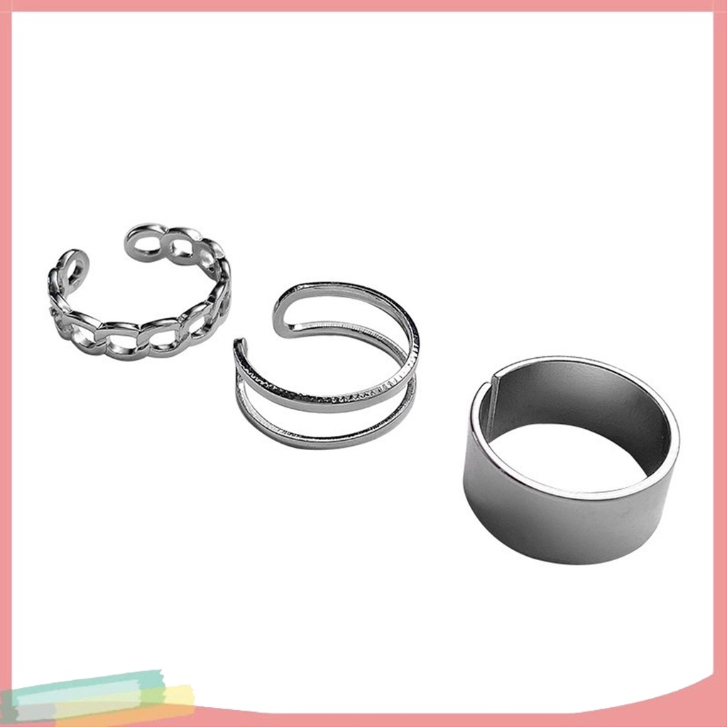 Set 3 nhẫn hợp kim hở kiểu dáng retro thời trang cho nữ