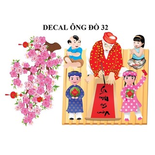 Decan Hoa đào hoa mai dán kiếng dán tường trang trí tết Phúc lộc thọ