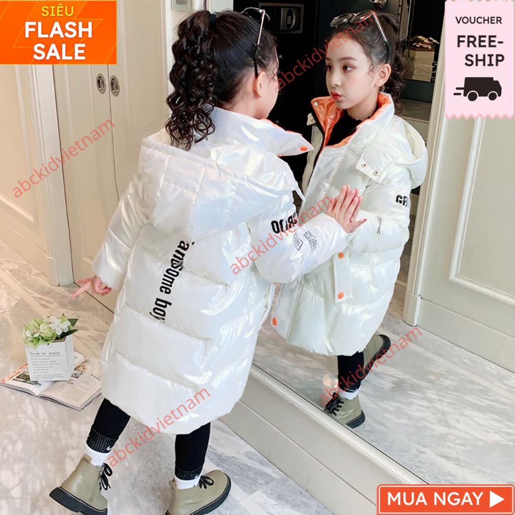 Áo khoác chống lạnh đệm bông dáng dài cho bé gái mùa đông, Áo khoác trẻ em mới 2023 áo lót bông phong cách hàn quốc