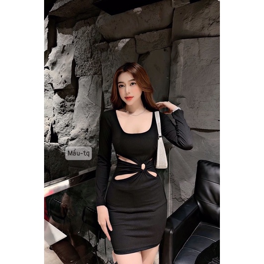 Váy tăm hoa eo dài tay