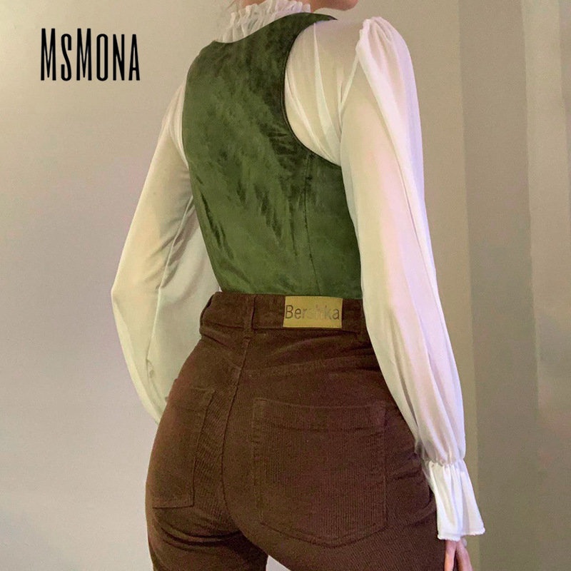 MsMona Áo Tank Top Cổ Vuông Phối Màu Tương Phản Thời Trang 2022 Cho Nữ