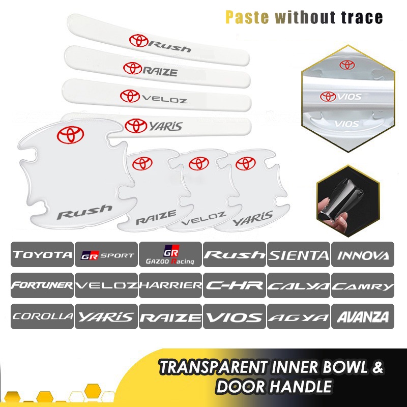 TOYOTA Miếng Dán Bảo Vệ Tay Nắm Cửa Xe Hơi Chống Trầy Cho Vios GR Sport Yaris Veloz Rush Avanza CHR Fortuner Innova Camry Raiza Sienta Corolla
