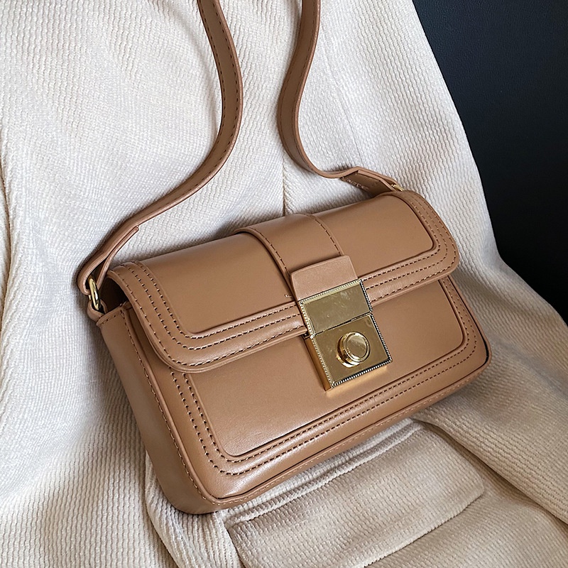 Túi Đeo Chéo Hình Vuông Nhỏ Màu Kaki Phong Cách Hàn Quốc Dễ Phối Đồ Thời Trang Cho Nữ