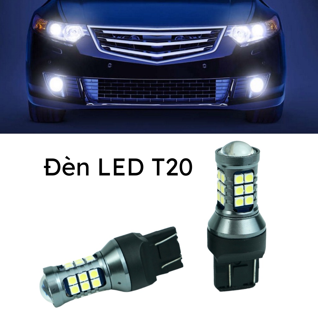 Đèn led T20 siêu sáng lắp Ô tô, Xe máy. 3 Màu Đỏ Vàng Trắng - Bảo Hành 3 năm