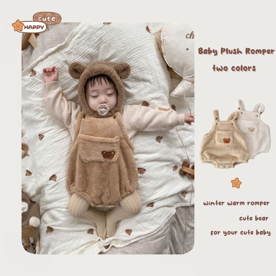 Bộ Áo Liền Quần Bằng Lông Cừu Thời Trang Thu Đông Cho Bé