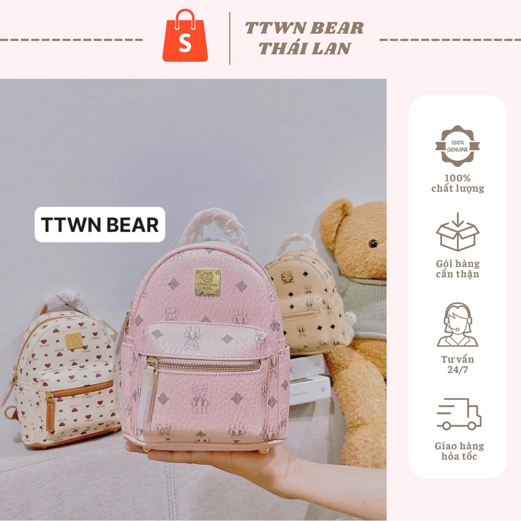 Balo màu hồng nữ, balo da thời trang cam kết chính hãng 3 size S M L hàng Thái Lan