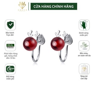 Khuyên tai bạc Ý s925 đá Garnet G4302 - AROCH Jewelry