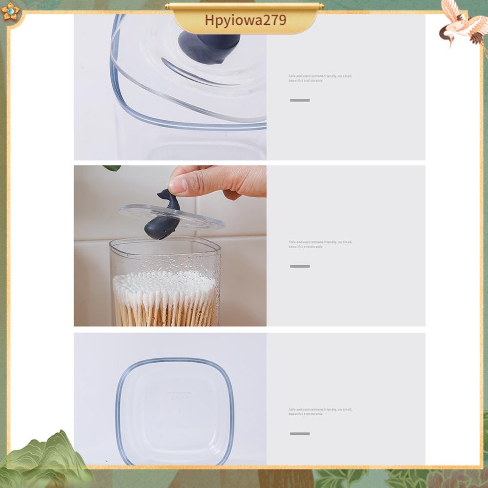 Ilikebag Hộp đựng phòng tắm tăm bông trong suốt đa chức năng có nắp đậy cho gia đình