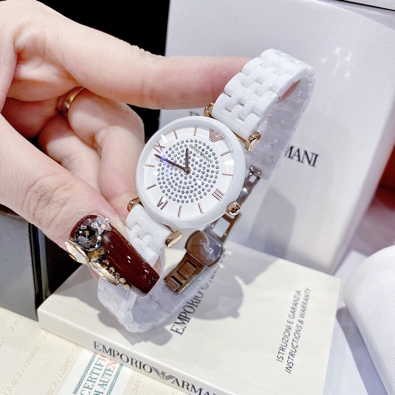 Đồng hồ đeo tay thời trang nữ cao cấp armani đá ceramic cực xịn