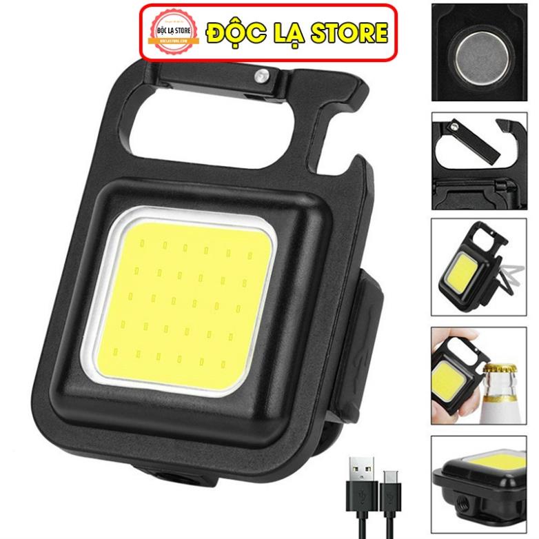 Móc khóa đèn led mini, đèn pin mini siêu sáng COB 800 Lumens đa năng chống nước, sạc usb