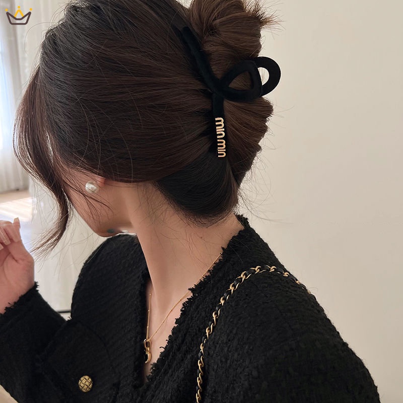 Kẹp Tóc Cá Mập Cao Cấp Hình Chữ Cái (Nhung Đen) ruiyan Cho Nữ