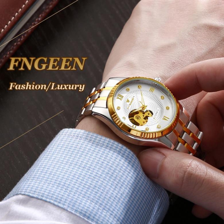 Đồng Hồ Cơ Nam FNGEEN 6810 Lộ Tim Cơ Dây Kim Loại Size 42mm Chống Nước - DONGHO AUTOMATIC