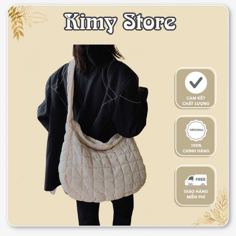 Túi đeo vai nữ kiểu dáng dập nổi big size 40cm 3 màu Kimystore ,hàng có sẵn