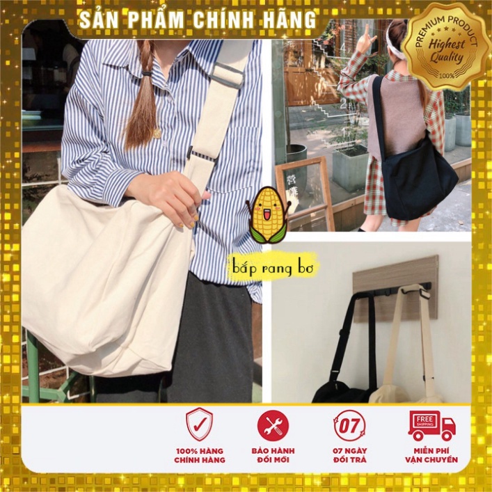 TÚI TOTE ĐEO CHÉO TRỐNG SIU TO CÓ khóa dây kéo & TÚI CON VẢI CANVAS phong thái ULZZANG và để được SÁCH vật dụng dễ chịu