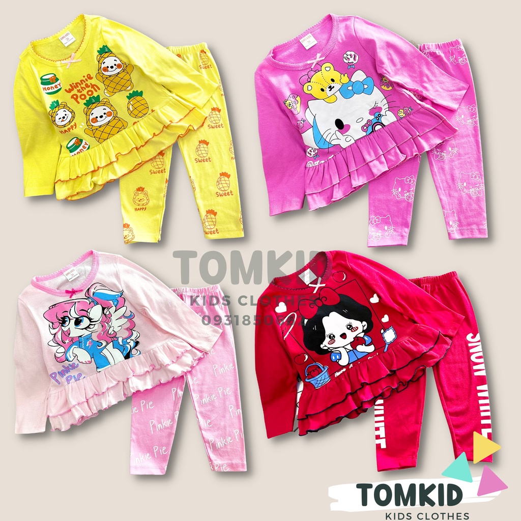 Đồ ngủ cho bé gái, đồ bộ dài BabyDoll bé gái chất cotton Borip chính phẩm mềm mịn không nhão vải 8-23kg Tomkids