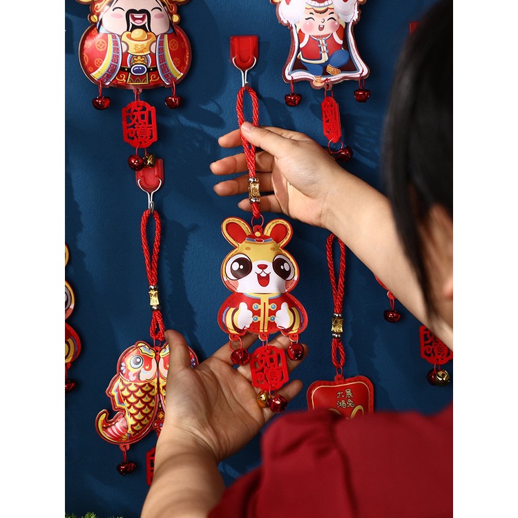 Dây treo gắn chuông đỏ trang trí cành đào . quất ngày TẾT tài lộc, liễn gia treo tài lộc trang trí cây mai, đào ngày TẾT