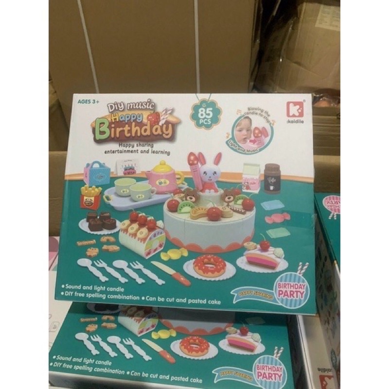 Bộ Đồ Chơi Bánh Sinh Nhật 85 Chi Tiết - Có Đèn Nhạc Cho Bé