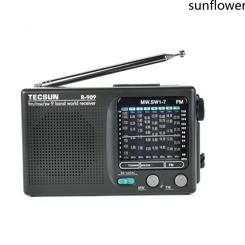 Tecsun Đài Phát Thanh R-909 Am/Fm/Sw 1-7 9 Băng Tần Máy Thu Băng Tần Thế Giới Đài Phát Thanh Di Động Fm: 87.0-108Mhz/MW MW: 525-1610 Khz Đài Bỏ Túi Retro-Sun. Vn