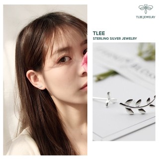 Khuyên tai bạc nữ TLEE lá lệch basic cá tính TLEE JEWELRY B0191