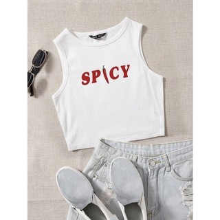 Áo croptop ba lỗ in chữ hoạ tiết ớt