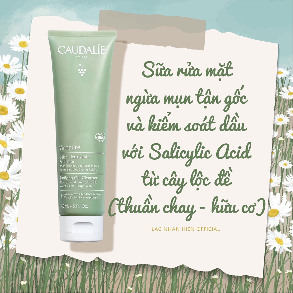 SỮA RỬA MẶT THUẦN CHAY NGỪA MỤN KIỀM DẦU CAUDALIE VINOPURE PURIFYING GEL CLEANSER