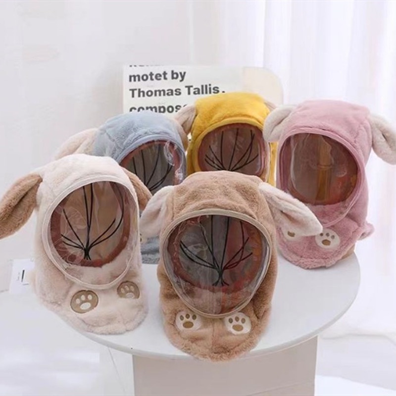 Mũ Trùm Tai Dày Dặn Chống Gió Dễ Thương Kèm Tấm Chắn Trong Suốt Giữ Ấm Mùa Đông Cho Bé